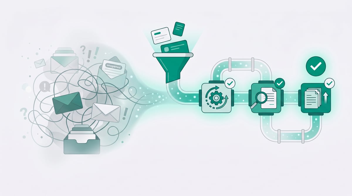 A cluttered email inbox struggling to keep up with professional service workflows