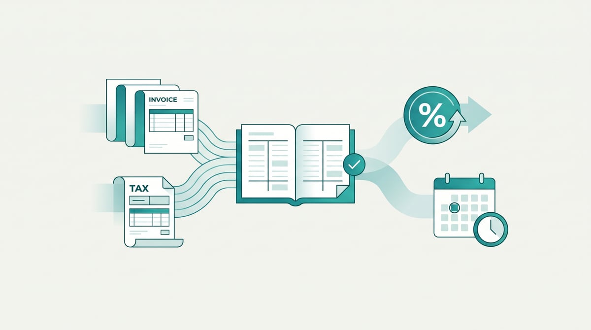 A business reviewing a VAT compliance checklist alongside invoices and reconciliations